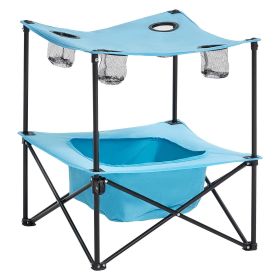 Folding Portable Camping Table Oxford Outdoor Picnic Square Table 4 Cup Holders